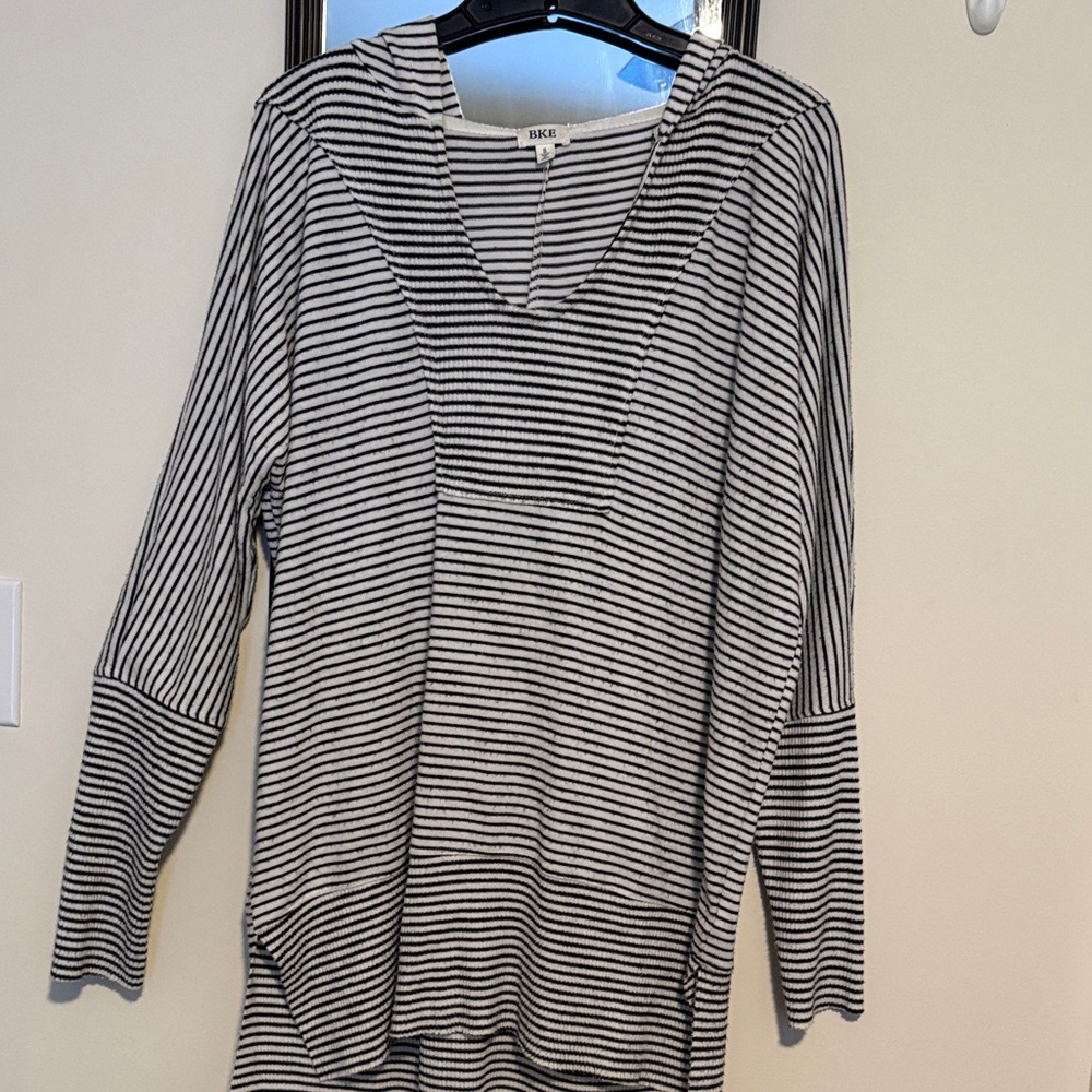 BKE Black and White Striped Sweater
